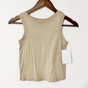 Urban Rebel Crewneck Ribbed Tank Top - Beige small
